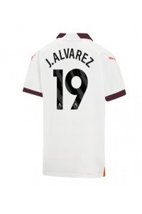 Manchester City Julian Alvarez #19 Jalkapallovaatteet Vieraspaita 2023-24 Lyhythihainen